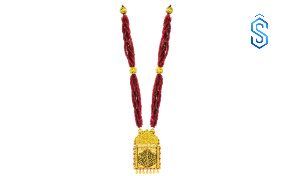 Ganesha Pendant with Garnet Bead Strands