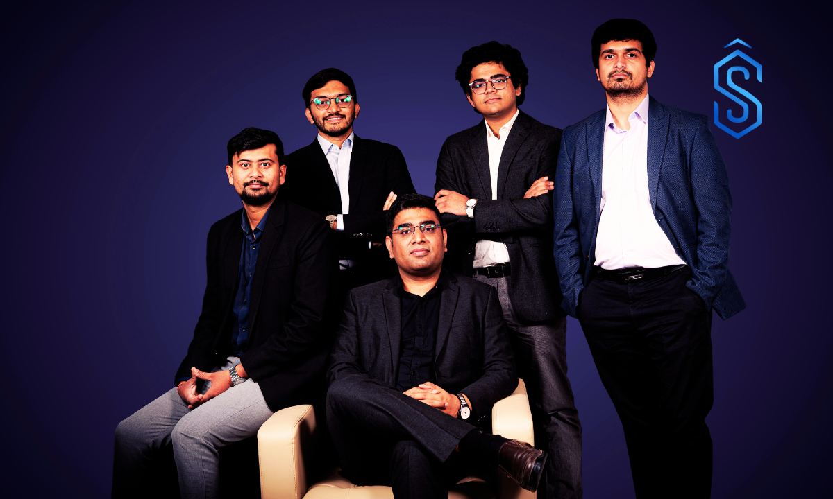 GalaxEye Founders - Left to Right - Denil Chawda CTO, Pranit Mehta VP of Business Development, Suyash Singh CEO, Kishan Thakkar VP of Engineering, Rakshit Bhatt VP of Product Dev